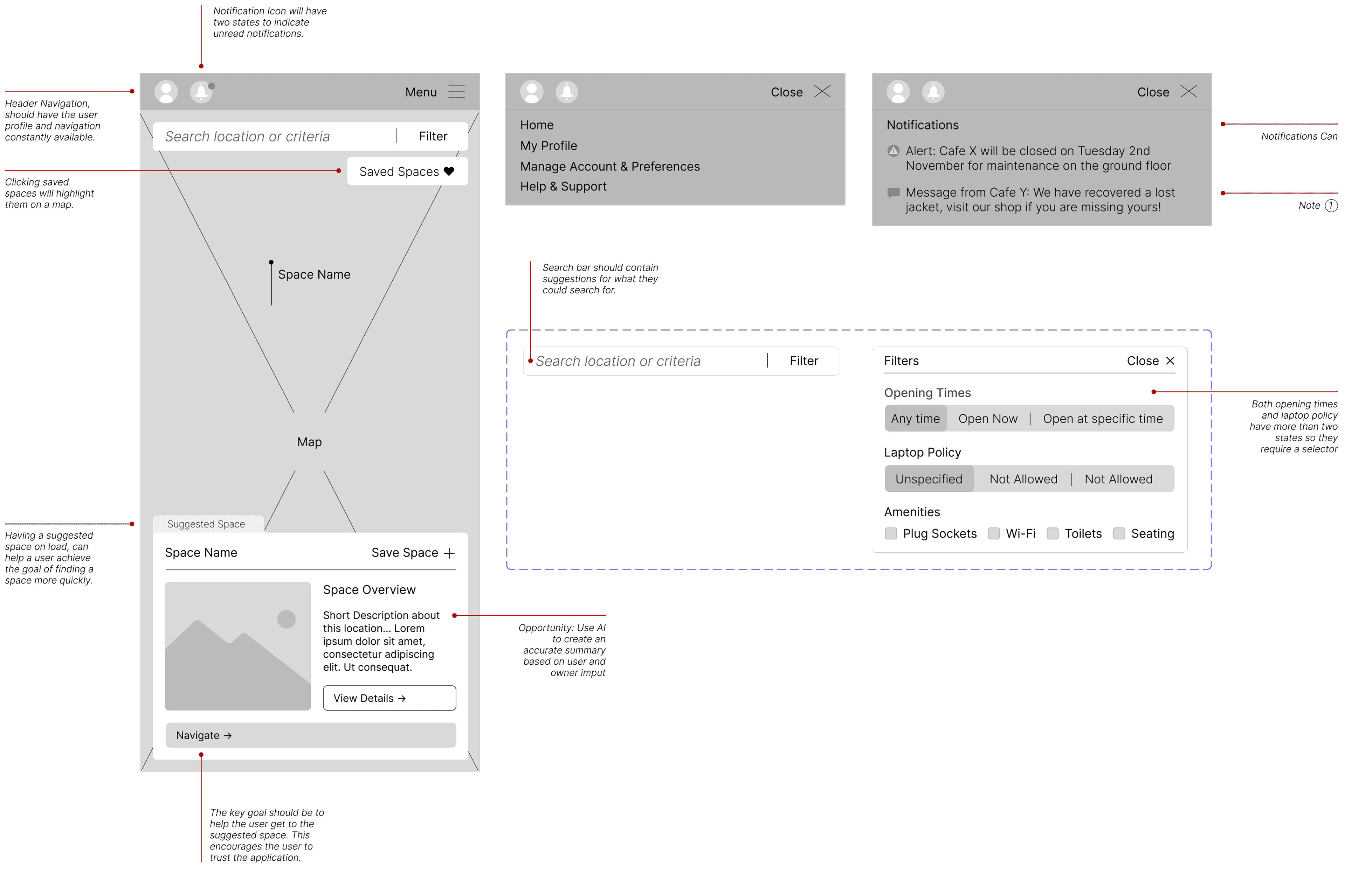 Spaces map-view wireframe
