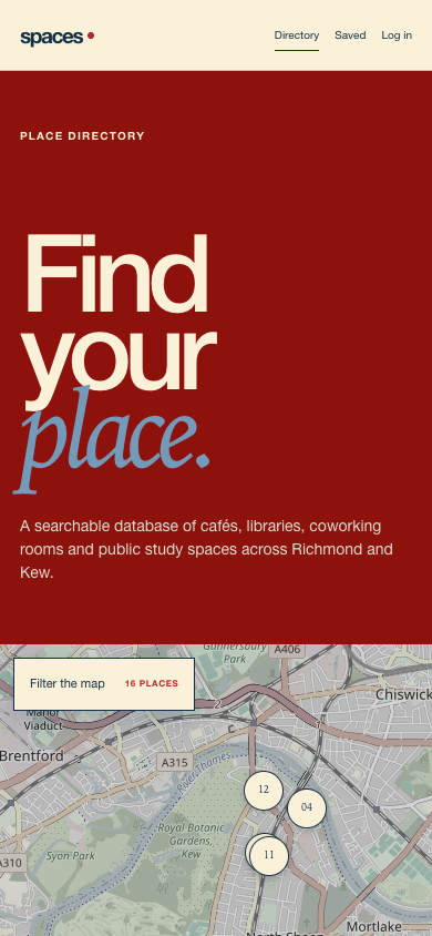 Directory on a mobile viewport
