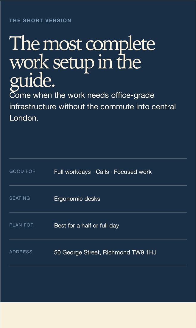 A concise place summary and practical profile information on mobile